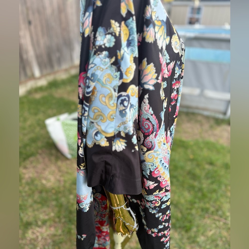 Johnny Was Reversible Hooded Poncho Jacket Paisley Boho Zip Up Cape Sz large - Picture 12 of 14